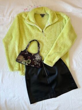 Eddie Bauer Neon Lime Sherpa Half-Zip